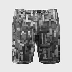 Шорты спортивные мужские Серый геометричные полоски, цвет: 3D-принт