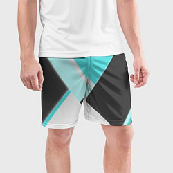Шорты спортивные мужские Color black blue, цвет: 3D-принт — фото 2
