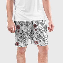 Шорты спортивные мужские Колибри и розы, цвет: 3D-принт — фото 2
