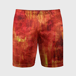 Шорты спортивные мужские Абстракция - red paint strokes with splashes of ye, цвет: 3D-принт