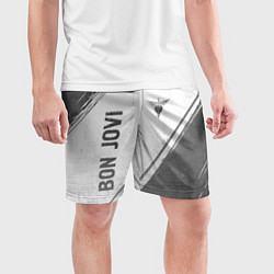Шорты спортивные мужские Bon Jovi - white gradient вертикально, цвет: 3D-принт — фото 2