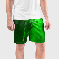 Шорты спортивные мужские Lamborghini - green gradient по-вертикали, цвет: 3D-принт — фото 2
