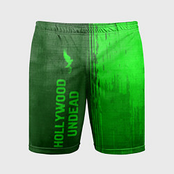 Шорты спортивные мужские Hollywood Undead - green gradient по-вертикали, цвет: 3D-принт