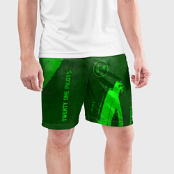 Шорты спортивные мужские Twenty One Pilots - green gradient вертикально, цвет: 3D-принт — фото 2