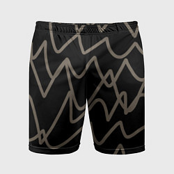 Шорты спортивные мужские Кривые рукописные линии чёрно-коричневый, цвет: 3D-принт