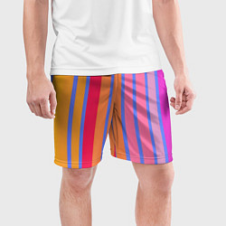 Шорты спортивные мужские Теплые цветные полосы, цвет: 3D-принт — фото 2