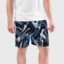 Шорты спортивные мужские Тёмно-синий искажённая абстракция, цвет: 3D-принт — фото 2