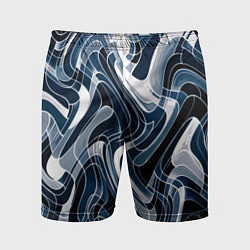 Шорты спортивные мужские Тёмно-синий искажённая абстракция, цвет: 3D-принт
