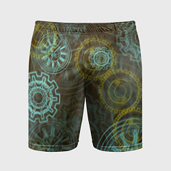 Шорты спортивные мужские Стимпанк механизм, цвет: 3D-принт