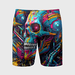Шорты спортивные мужские Cyber skull - pattern, цвет: 3D-принт