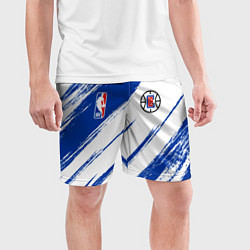 Шорты спортивные мужские Клипперс - синяя краска, цвет: 3D-принт — фото 2