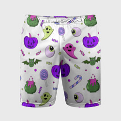 Мужские спортивные шорты Halloween purple pumpkin pattern