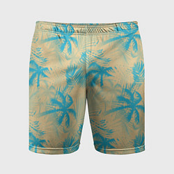 Шорты спортивные мужские Palm light blue beige, цвет: 3D-принт