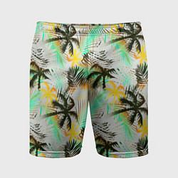 Шорты спортивные мужские Palm black yellow white, цвет: 3D-принт