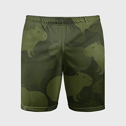 Шорты спортивные мужские Камуфляж из капибар, цвет: 3D-принт
