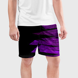 Шорты спортивные мужские Color purple black stripes, цвет: 3D-принт — фото 2