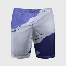 Шорты спортивные мужские Сине-голубые неравномерные полосы, цвет: 3D-принт