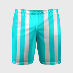 Шорты спортивные мужские Color blue white stripes, цвет: 3D-принт