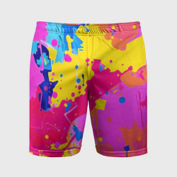 Шорты спортивные мужские Яркие пятна акриловой краски на стене, цвет: 3D-принт