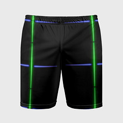 Шорты спортивные мужские Color black green purple stripes, цвет: 3D-принт