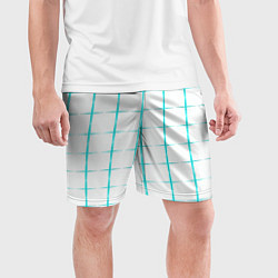 Шорты спортивные мужские Color white light blue crosses, цвет: 3D-принт — фото 2