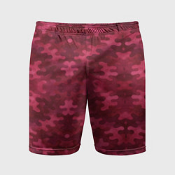 Шорты спортивные мужские Малиновый комуфляж, цвет: 3D-принт