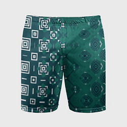 Шорты спортивные мужские Изумрудные узоры, цвет: 3D-принт
