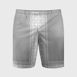 Шорты спортивные мужские Славянский узор на сером - вышиванка рубаха, цвет: 3D-принт