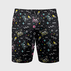 Шорты спортивные мужские Паттерн с черепами и геометрическими фигурами в ст, цвет: 3D-принт