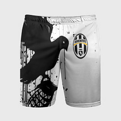 Шорты спортивные мужские Ювентус черная птица краски, цвет: 3D-принт