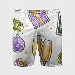 Шорты спортивные мужские Новогодний вайб, цвет: 3D-принт