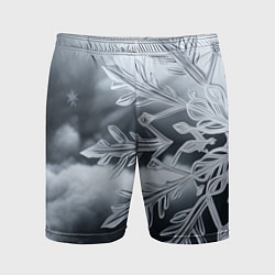 Мужские спортивные шорты Снежинка на черно белое