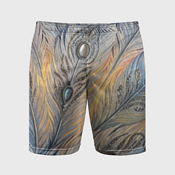 Мужские спортивные шорты Синие перья с самоцветами