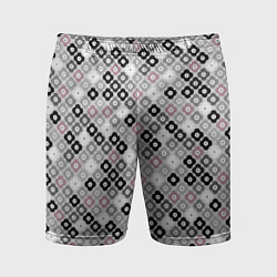 Шорты спортивные мужские Цветочный серо-розовый узор ретро, цвет: 3D-принт
