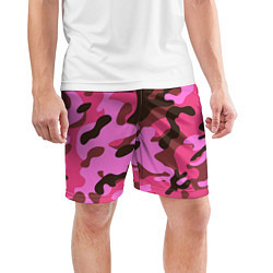 Шорты спортивные мужские Камуфляж: розовый/коричневый, цвет: 3D-принт — фото 2