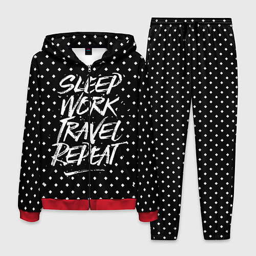 Мужской костюм Sleep Work Travel Repeat / 3D-Красный – фото 1