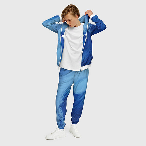 Мужской костюм Парная - вода: кислород с волнами / 3D-Белый – фото 3