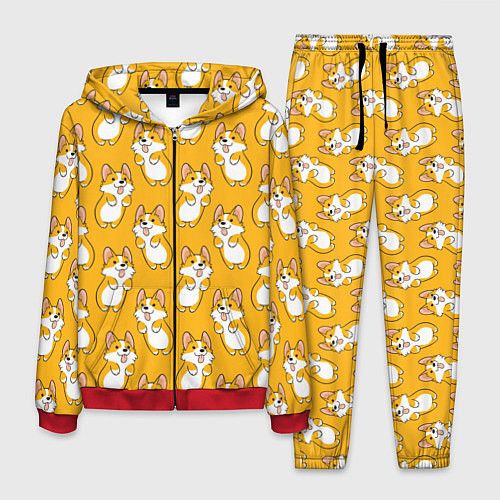 Мужской костюм Корги паттерн / 3D-Красный – фото 1