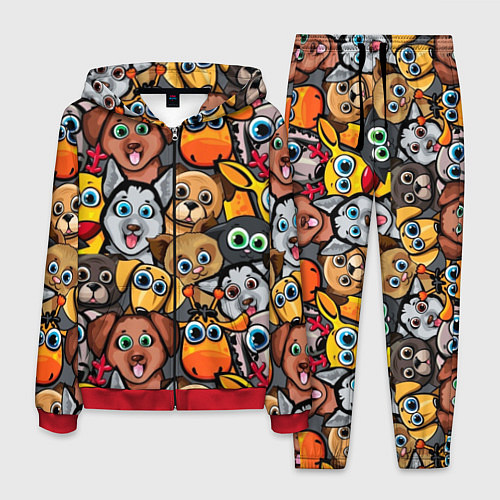 Мужской костюм Веселые собаки / 3D-Красный – фото 1