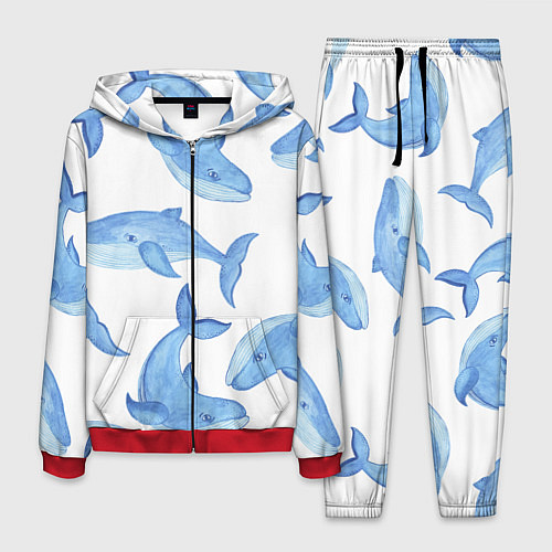 Мужской костюм Косяк китов / 3D-Красный – фото 1