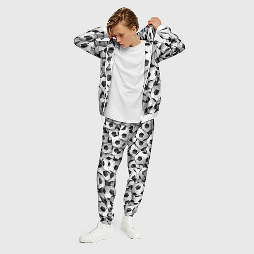 Мужской костюм Футбольные мячи много / 3D-Белый – фото 3