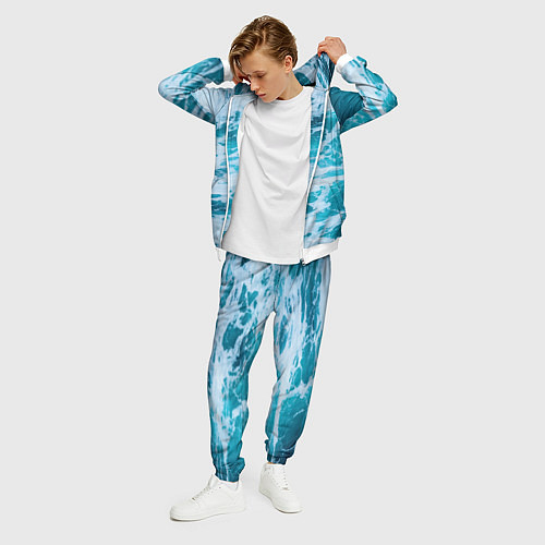 Мужской костюм Вода волны пена море / 3D-Белый – фото 3