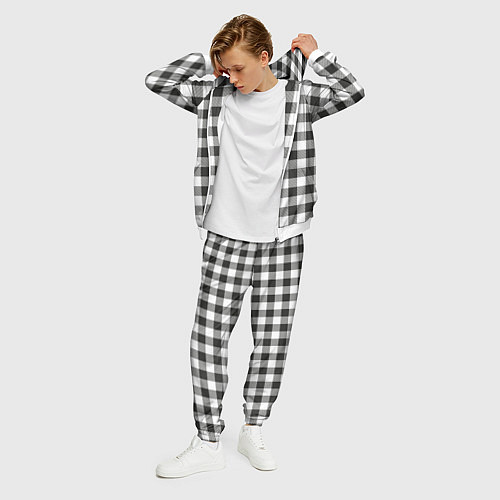 Мужской костюм Черно-белая клетка / 3D-Белый – фото 3