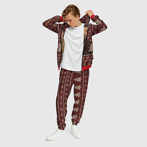 Мужской костюм Новогодний Ди Каприо с бокалом / 3D-Красный – фото 3