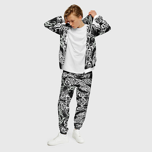 Мужской костюм ТАТУ ЧЕРНО БЕЛОЕ УЗОР / 3D-Белый – фото 3