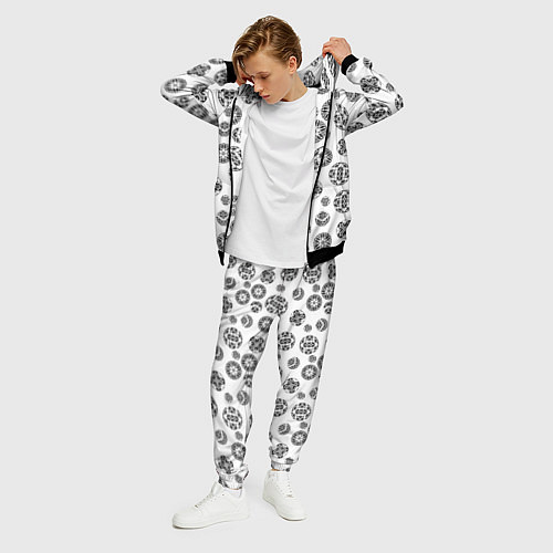 Мужской костюм Черно-белый геометрический узор / 3D-Черный – фото 3