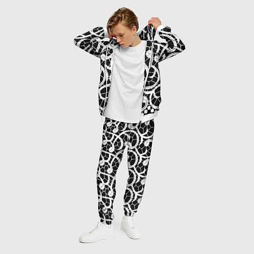 Мужской костюм Черно-белое кружево / 3D-Белый – фото 3