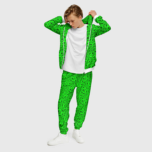 Мужской костюм Черепа на кислотно-зеленом фоне / 3D-Белый – фото 3