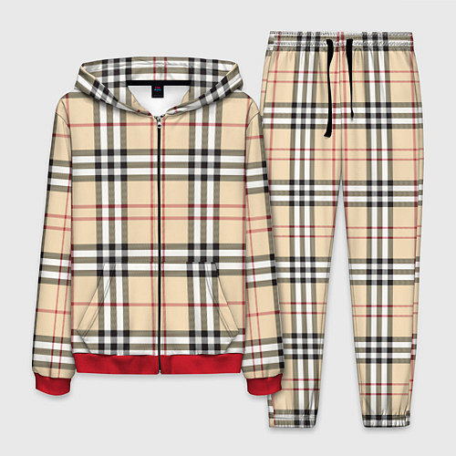 Мужской костюм Клетчатый принт в стиле Burberry / 3D-Красный – фото 1