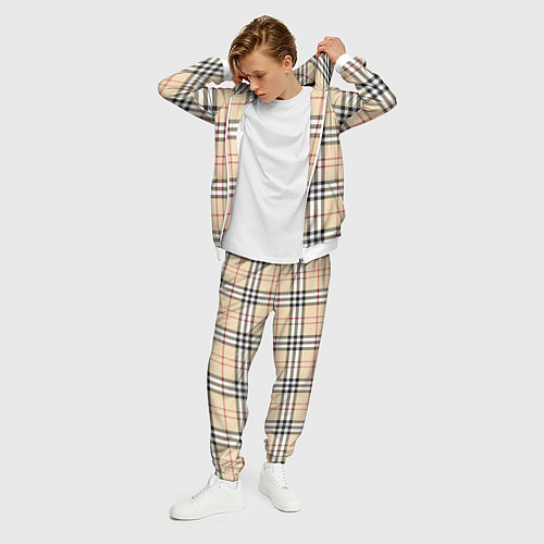 Мужской костюм Клетчатый принт в стиле Burberry / 3D-Белый – фото 3